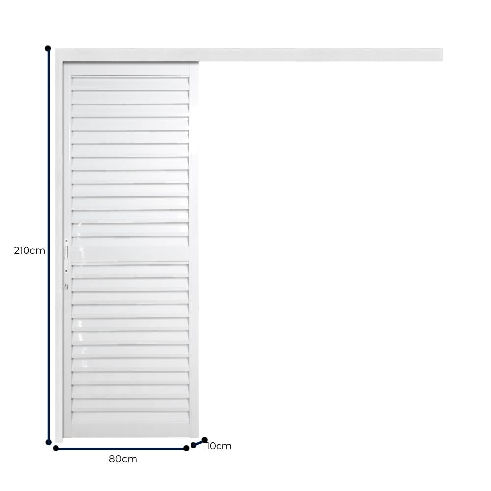 Porta de Correr Alumínio 210X80X10cm CRV Nobre Abertura Esquerda Suspensa Veneziana Branca - 996797