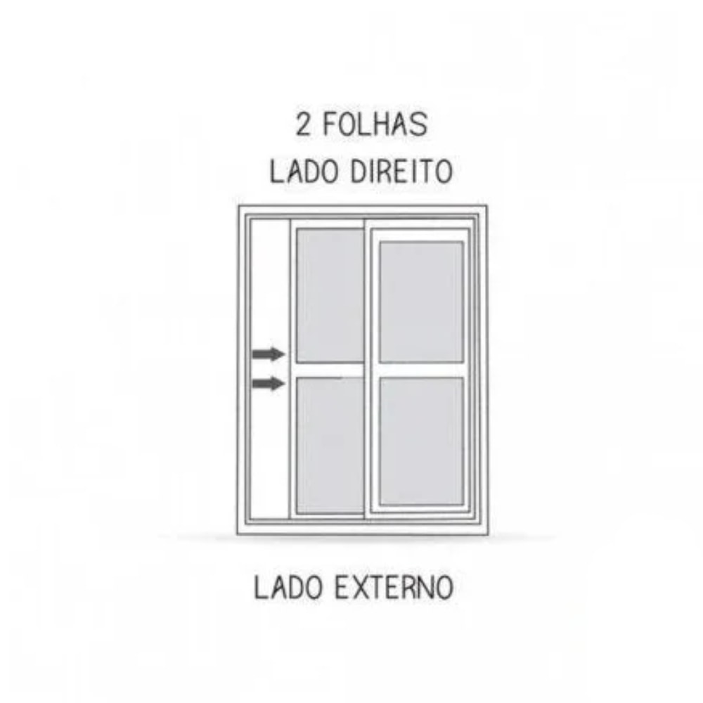 Porta de Correr Alumínio 215x150x12cm Lucasa Abertura Direita Lateral 2 Folhas Móveis Branco - 9156.2