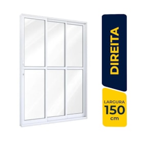 Porta de Correr Alumínio 215x150x12cm Lucasa Abertura Direita Lateral 2 Folhas Móveis Branco - 9156.2