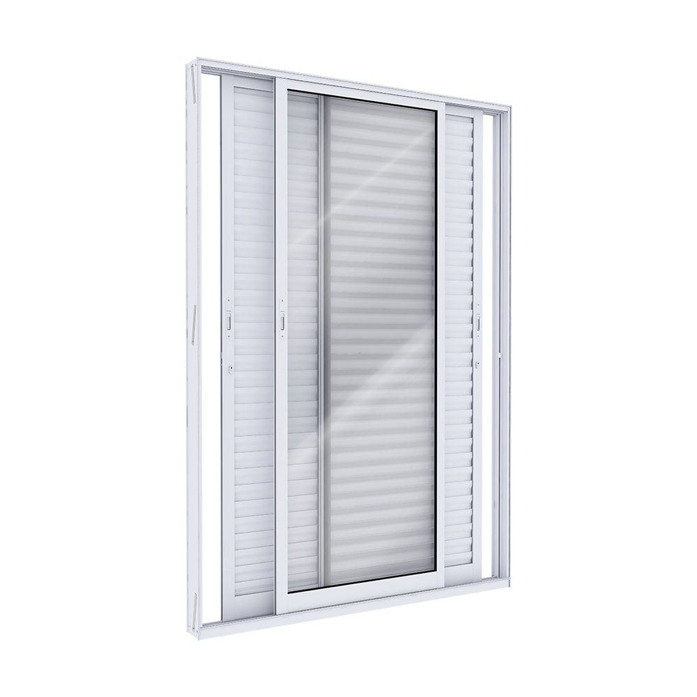 Porta de Correr Balcão Alumínio 251x150x12cm Lucasa 3 Folhas Branco Ideale - 9152.0