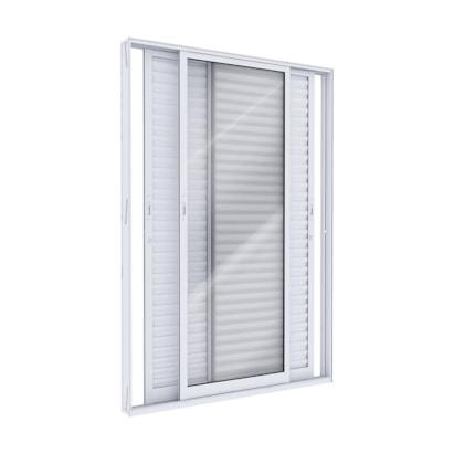 Porta de Correr Balcão Alumínio 251x150x12cm Lucasa 3 Folhas Branco Ideale - 9152.0