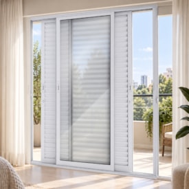 Porta de Correr Balcão Alumínio 251x150x12cm Lucasa 3 Folhas Branco Ideale - 9152.0
