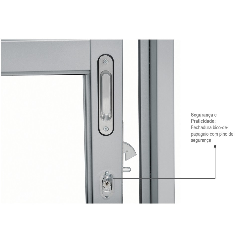 Porta de Correr Balcão em Aço 217x160x16.5cm Sasazaki Multiflex Prátika 3 Folhas Abertura Direita Branca - 26.35.001-8