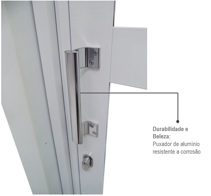 Porta de Correr Balcão em Aço 217x160x16.5cm Sasazaki Multiflex Prátika 3 Folhas Abertura Direita Branca - 26.35.001-8