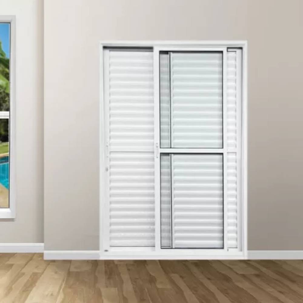 Porta de Correr Balcão em Alumínio 150x210x10cm Vent-Lar Abertura Direita 3 Folhas Branca - 1720