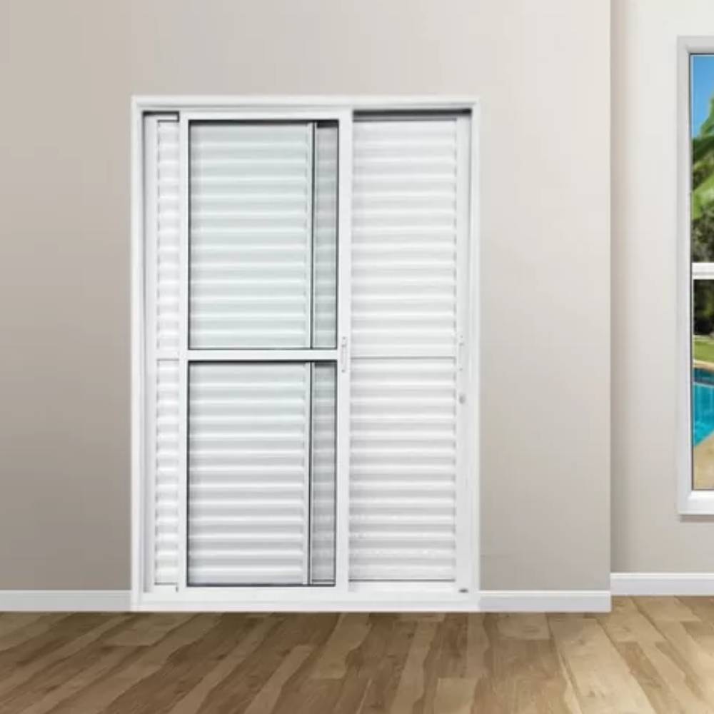 Porta de Correr Balcão em Alumínio 150x210x10cm Vent-Lar Abertura Esquerda 3 Folhas Branca - 1721