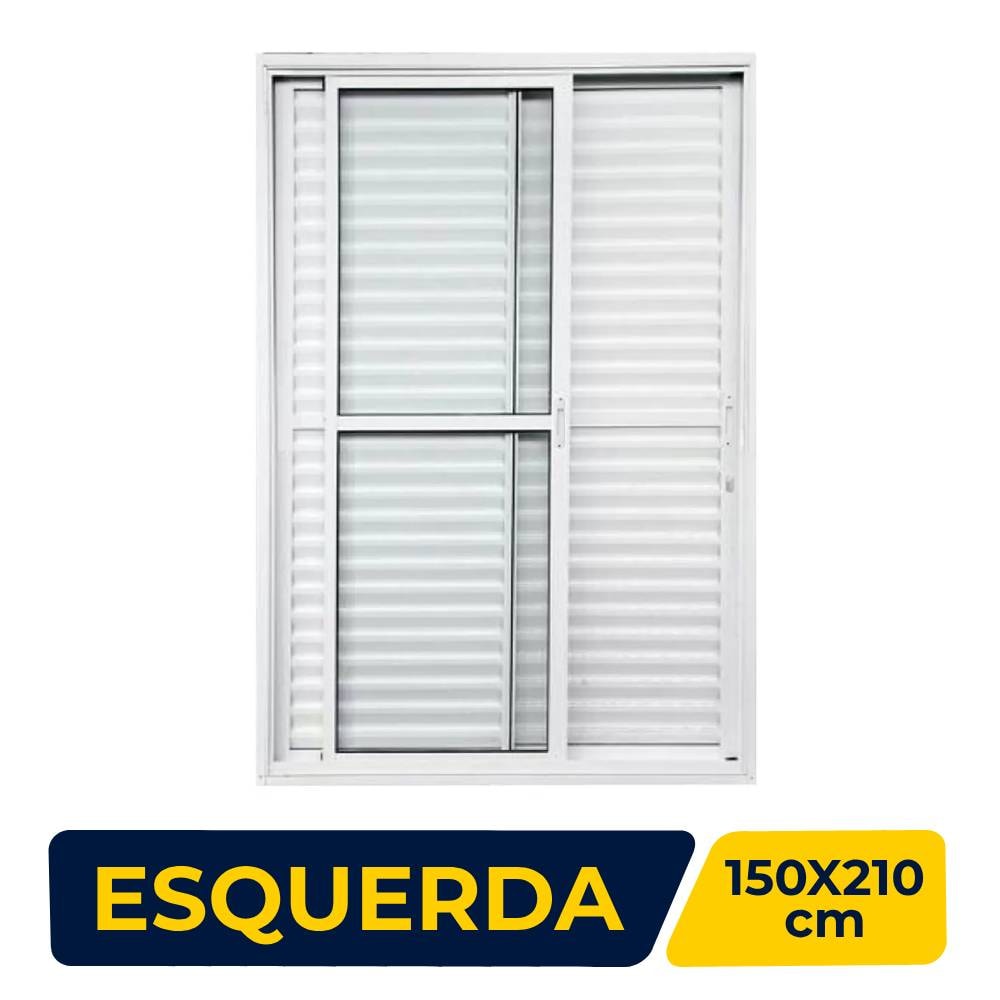 Porta de Correr Balcão em Alumínio 150x210x10cm Vent-Lar Abertura Esquerda 3 Folhas Branca - 1721
