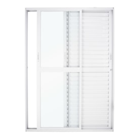 Porta de Correr Balcão em Alumínio 210x150x10cm CRV Nobre Abertura Direita 3 folhas Branca - 601113