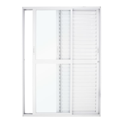 Porta de Correr Balcão em Alumínio 210x150x10cm CRV Nobre Abertura Esquerda 3 folhas Branca - 601133