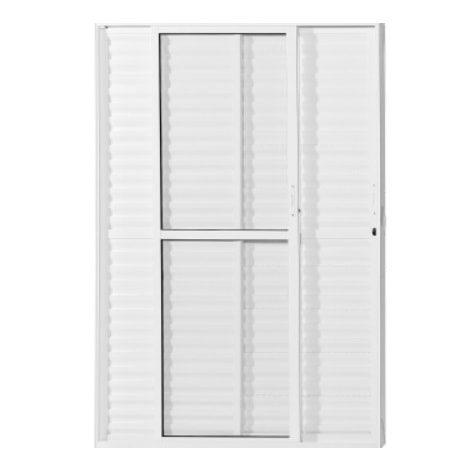 Porta de Correr Balcão em Alumínio 210x150x10cm CRV Nobre Abertura Esquerda 3 folhas Branca - 601133