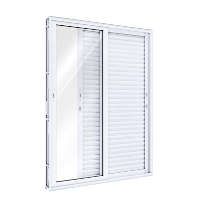 Porta de Correr Balcão em Alumínio 215x150x14 Lucasa 3 folhas Branca - 9006.0