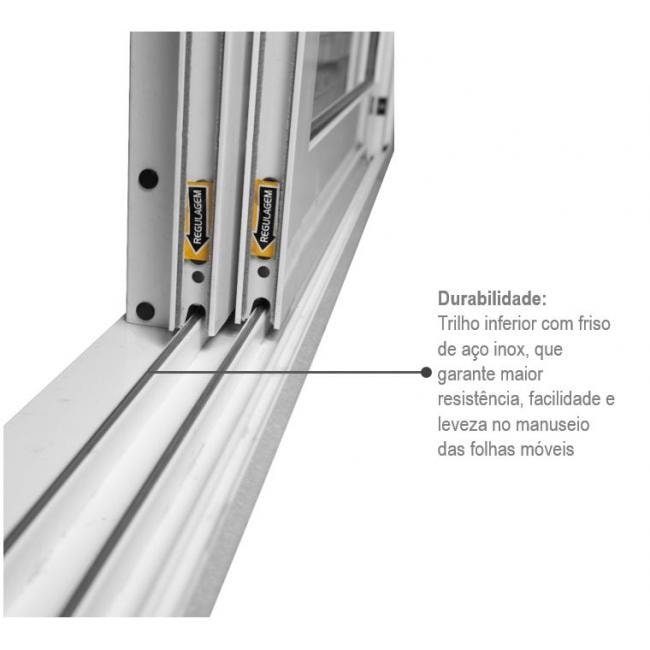 Porta de Correr Balcão em Alumínio 216x160x17,5cm Sasazaki Aluminium Multiflex 3 Folhas Abertura Direita Branca - 74.63.611-0