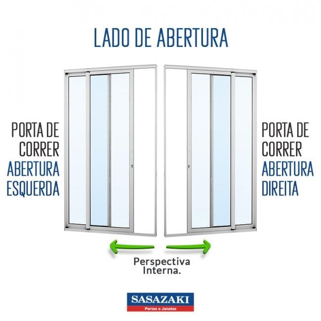 Porta de Correr Balcão em Alumínio 216x160x17,5cm Sasazaki Aluminium Multiflex 3 Folhas Abertura Direita Branca - 74.63.611-0
