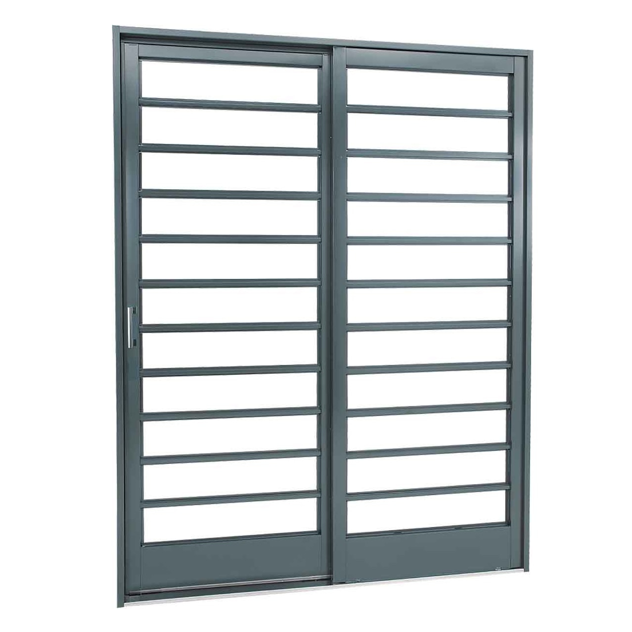 Porta de Correr em Aço 217x160x12cm Sasazaki Belfort 2 Folhas com Divisão Horizontal Abertura Direita - 69.61.262-8