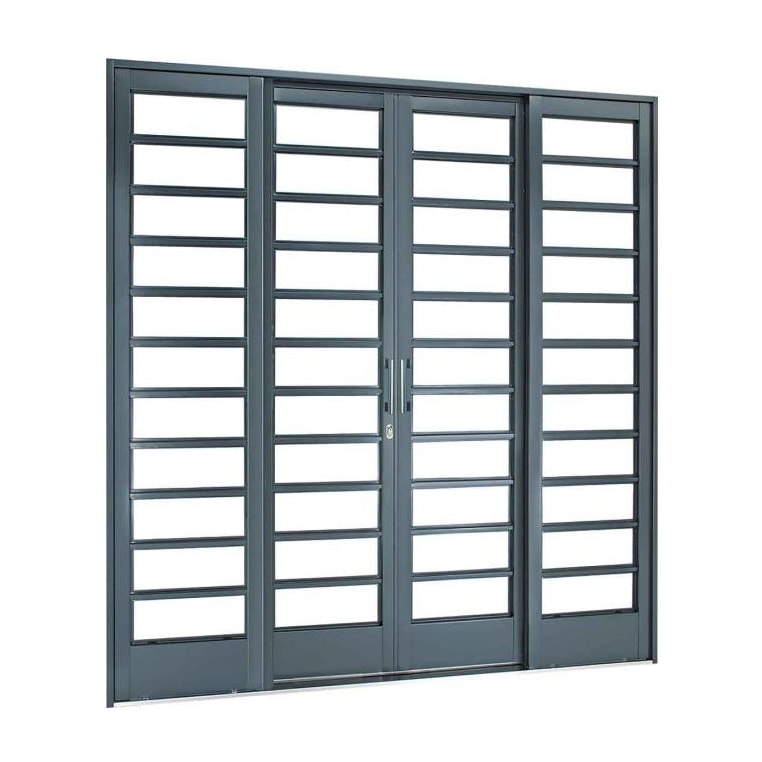 Porta de Correr em Aço 217x200x12cm Sasazaki Belfort 4 Folhas com Divisão Horizontal - 69.61.202-4