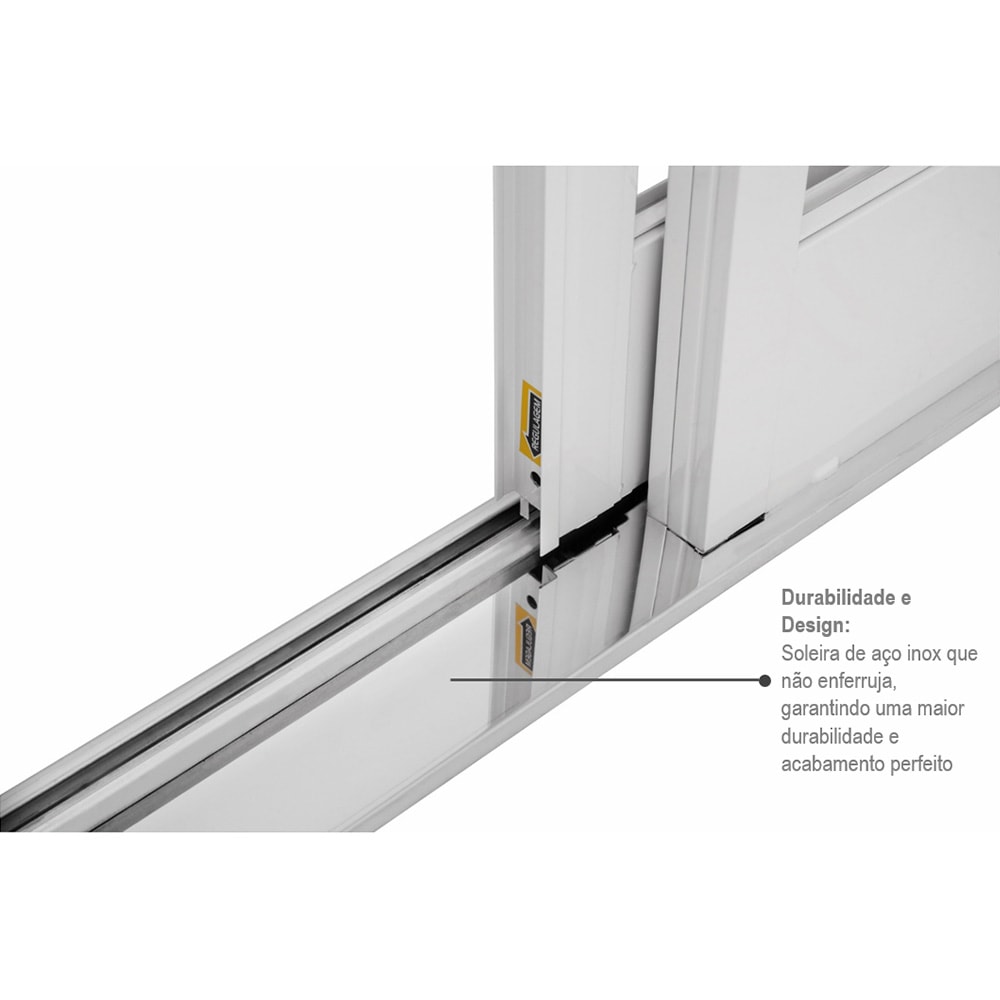 Porta de Correr em Aço 217x200x12cm Sasazaki Kompacta 4 Folhas Quadriculada Branca - 26.32.450-5