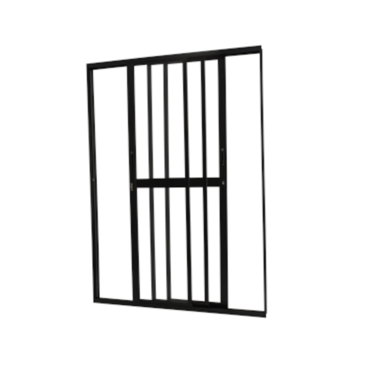 Porta de Correr em Alumínio 210x150x10cm CRV Black Nobre 3 Folhas Preta - 995440