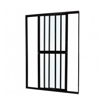 Porta de Correr em Alumínio 210x150x10cm CRV Black Nobre 3 Folhas Preta - 995821