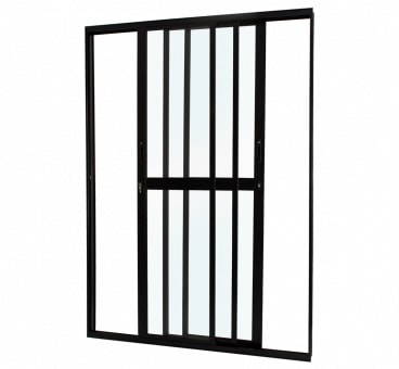 Porta de Correr em Alumínio 210x150x10cm CRV Black Nobre 3 Folhas Preta - 995821