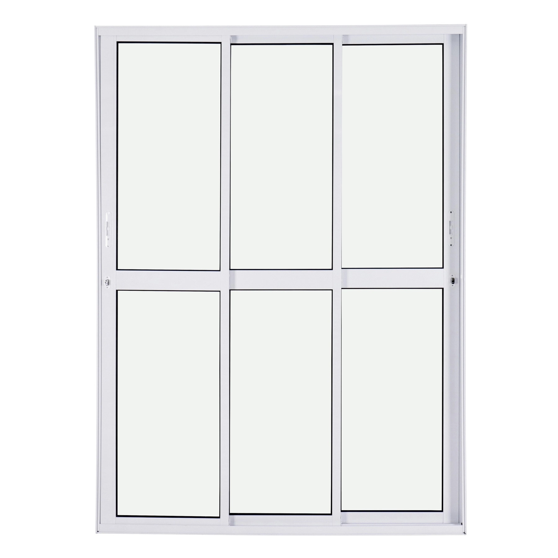 Porta de Correr em Alumínio 210x150x10cm CRV Nobre 3 Folhas Branca - 993338