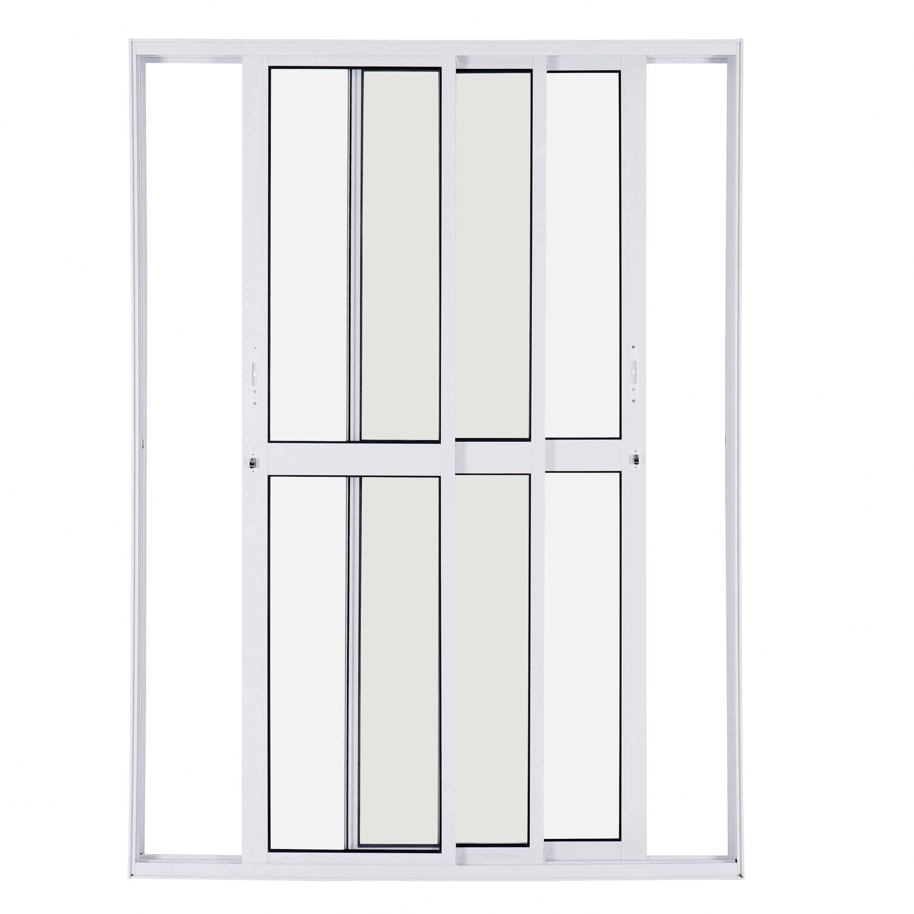 Porta de Correr em Alumínio 210x150x10cm CRV Nobre 3 Folhas Branca - 993338