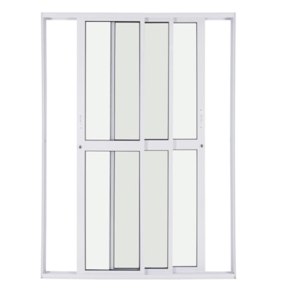 Porta de Correr em Alumínio 210x150x10cm CRV Nobre 3 Folhas Branca - 993338