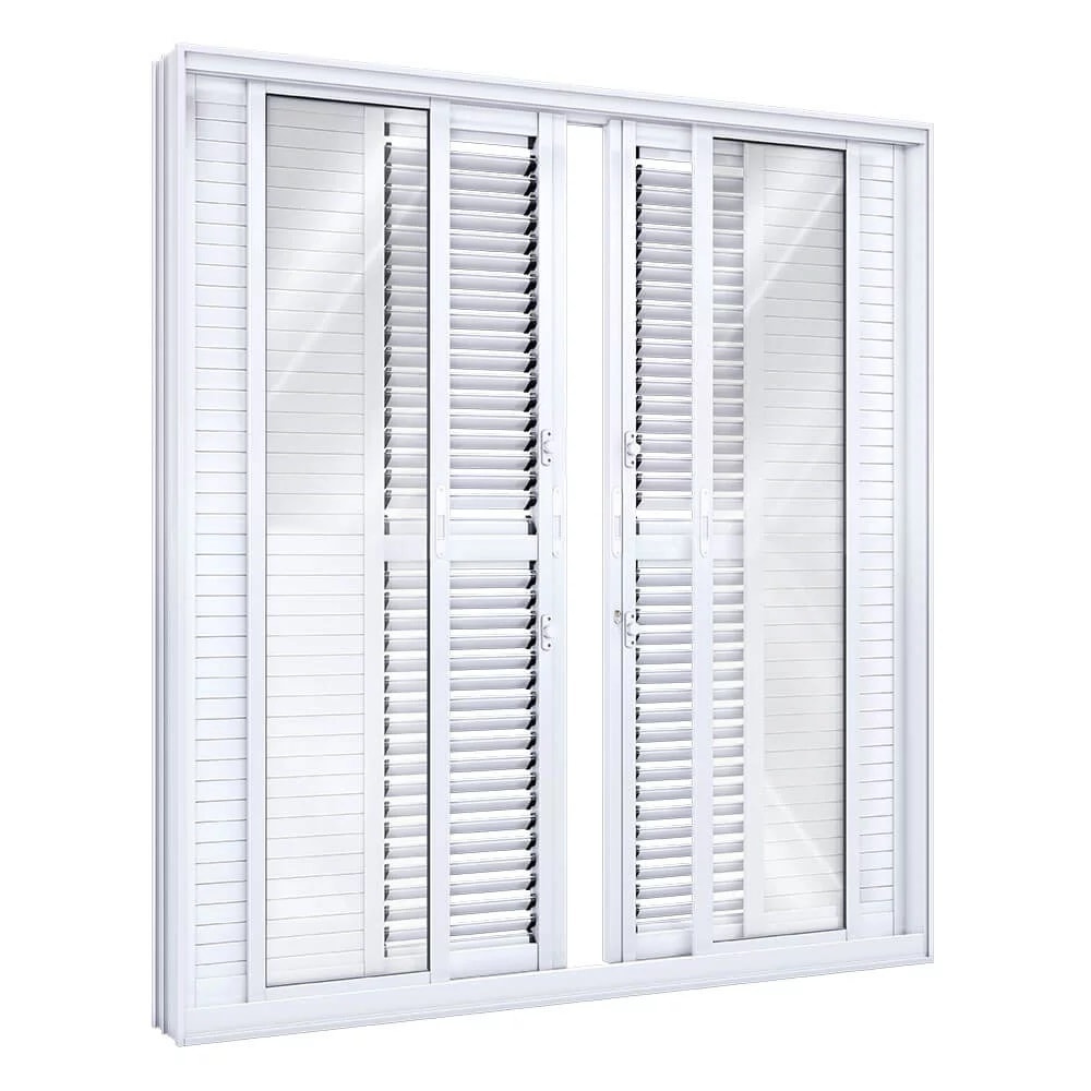 Porta de Correr em Alumínio 214.5x200x13cm Lucasa Branco 4 Folhas Móveis - 9155.0