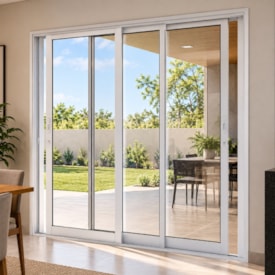 Porta de Correr em Alumínio 215x150x12cm Lucasa 3 folhas Branco Ideale - B-I50012.0