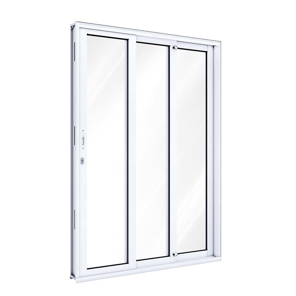 Porta de Correr em Alumínio 215x150x14 Lucasa Abertura Direita Branca - 9004.2