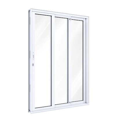 Porta de Correr em Alumínio 215x150x14 Lucasa Abertura Direita Branca - 9004.2