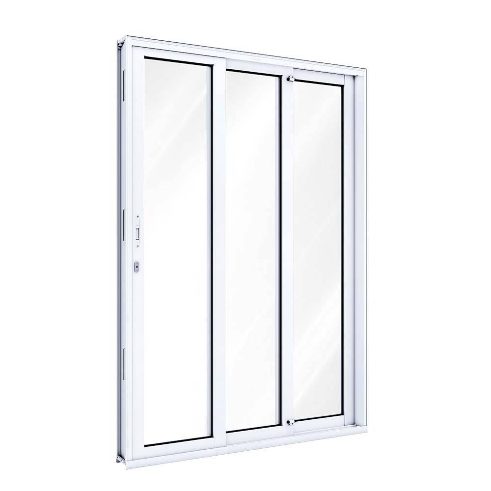 Porta de Correr em Alumínio 215x150x14 Lucasa Abertura Esquerda Branca - 9004.1