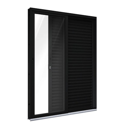 Porta de Correr em Alumínio 215x150x14cm Lucasa Preto 3 Folhas Móveis sem Trava - P9006.0