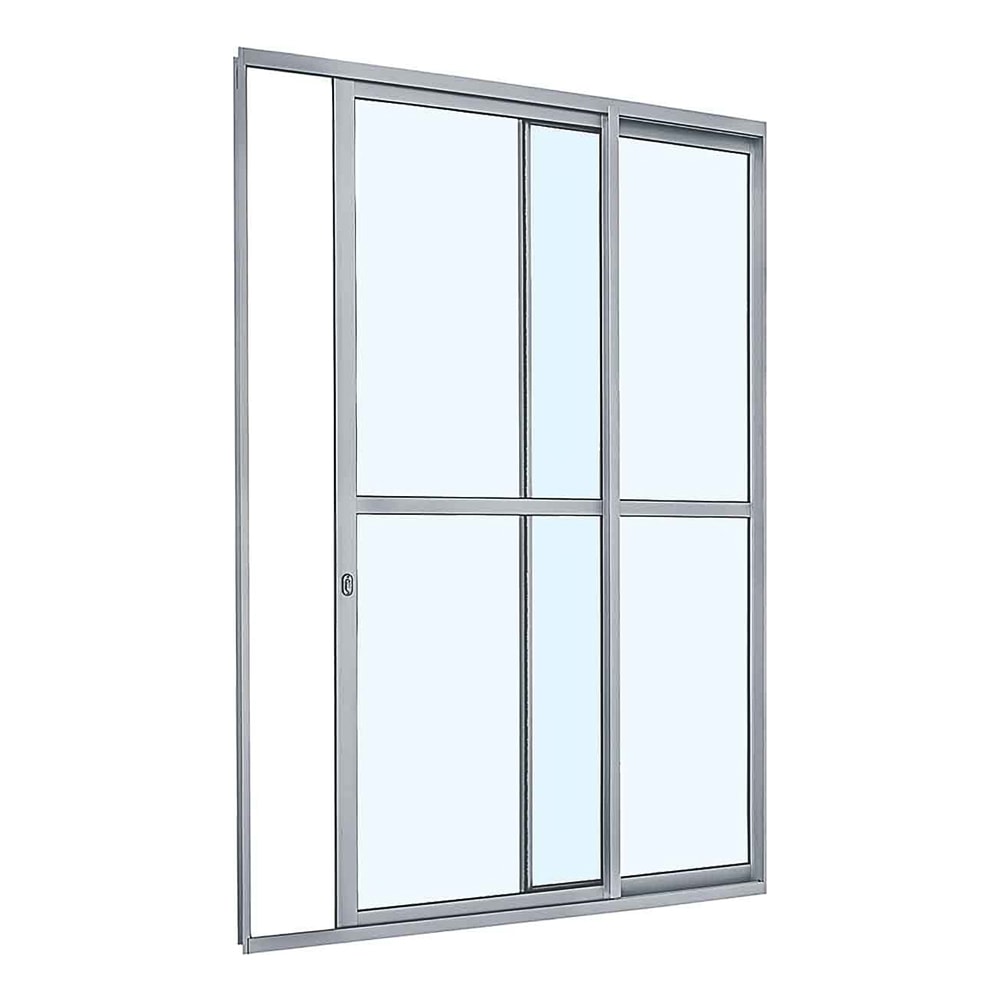 Porta de Correr em Alumínio 216x160x6,6cm Sasazaki Abertura Direita Alumislim 2 Folhas Branca - 78.50.603-2