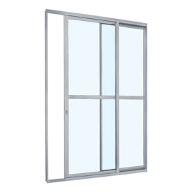 Porta de Correr em Alumínio 216x160x6,6cm Sasazaki Abertura Direita Alumislim 2 Folhas Branca - 78.50.603-2