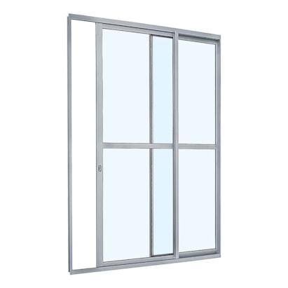 Porta de Correr em Alumínio 216x160x6,6cm Sasazaki Abertura Direita Alumislim 2 Folhas Branca - 78.50.603-2