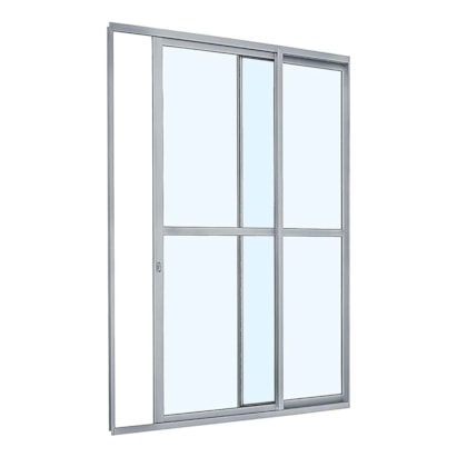 Porta de Correr em Alumínio 216x160x6,6cm Sasazaki Abertura Esquerda Alumislim 2 Folhas Branca - 78.50.604-0