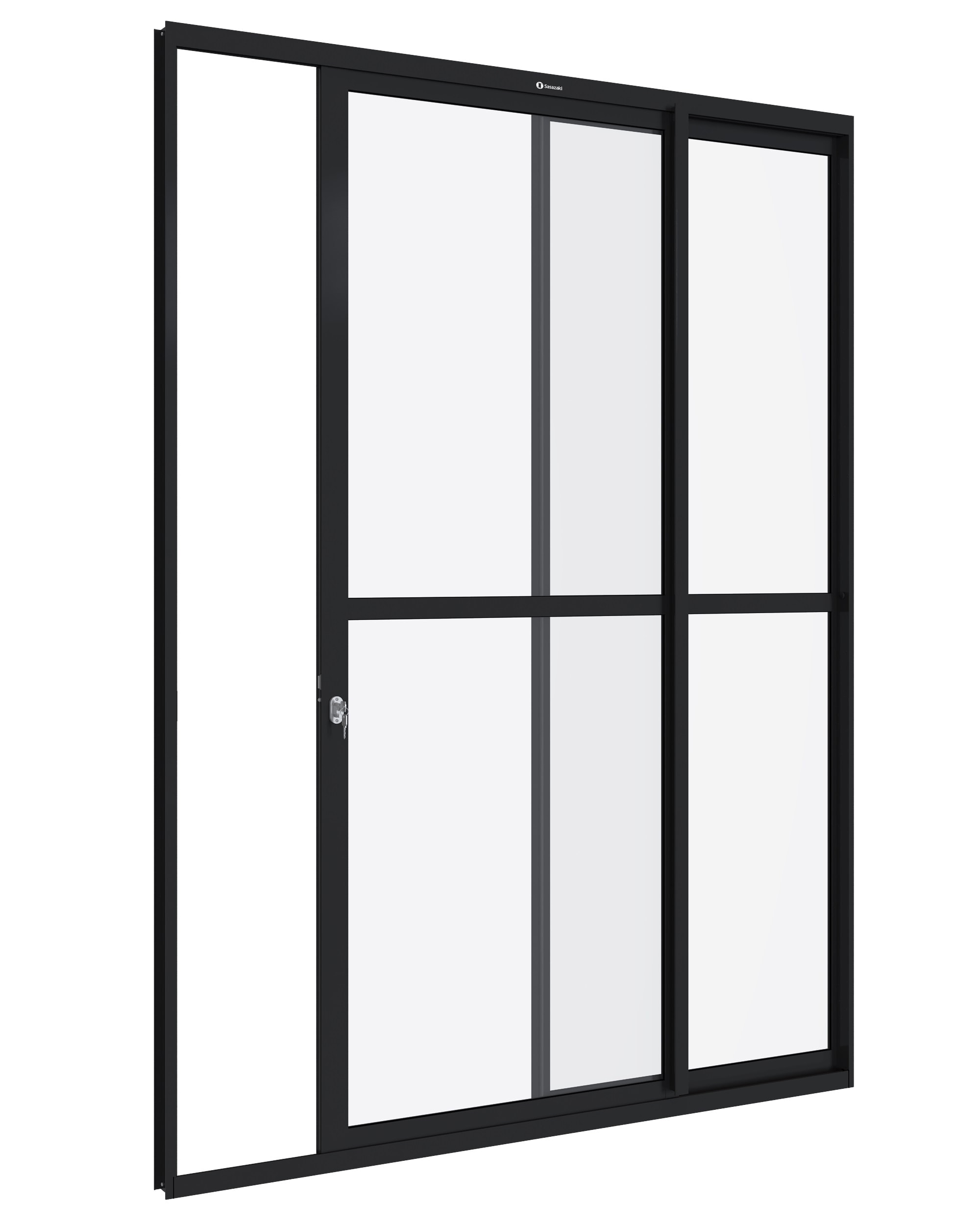 Porta de Correr em Alumínio 216x160x6,6cm Sasazaki Alumifit Abertura Direira 2 Folhas Preto - 78.50.605-9