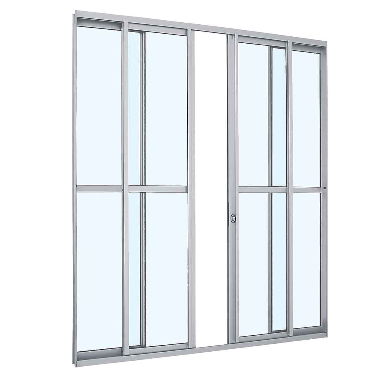Porta de Correr em Alumínio 216x200x6.6cm Sasazaki Divisão Central Alumifit 4 Folhas Branca - 78.50.101-4