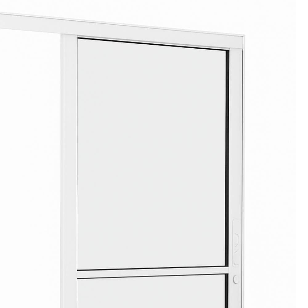 Porta de Correr Parede de Alumínio com Vidro Panorâmico 215x165x4,8cm Brasil Premium Branco - 10795