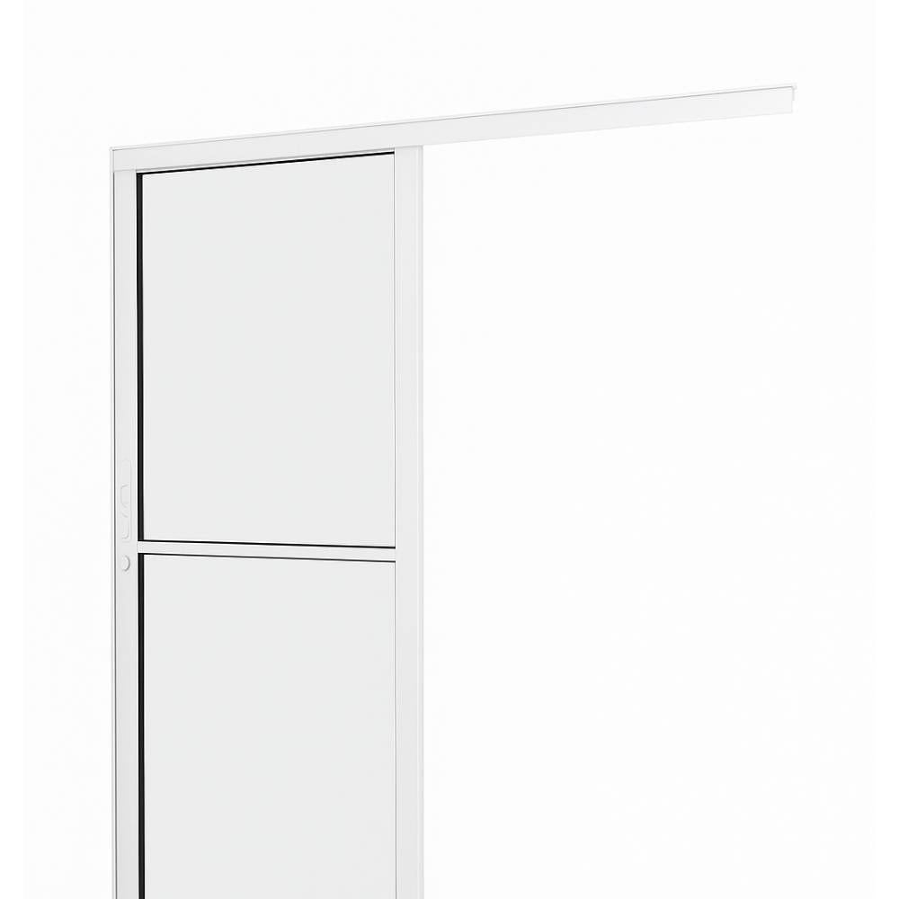 Porta de Correr Parede de Alumínio com Vidro Panorâmico 215x165x4,8cm Brasil Premium Branco - 10795