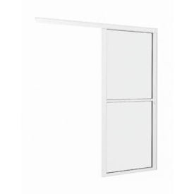 Porta de Correr Parede de Alumínio com Vidro Panorâmico 215x165x4,8cm Brasil Premium Branco - 10795