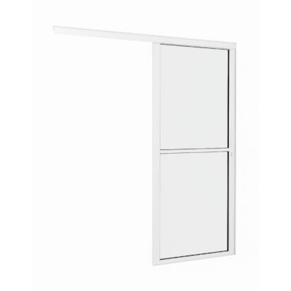 Porta de Correr Parede de Alumínio com Vidro Panorâmico 215x165x4,8cm Brasil Premium Branco - 10795