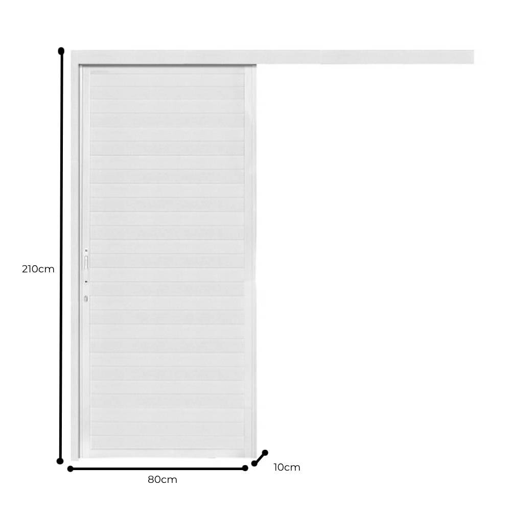 Porta de Correr Suspensa Lambril Alumínio 210X80X10cm CRV Nobre Branca - 996793