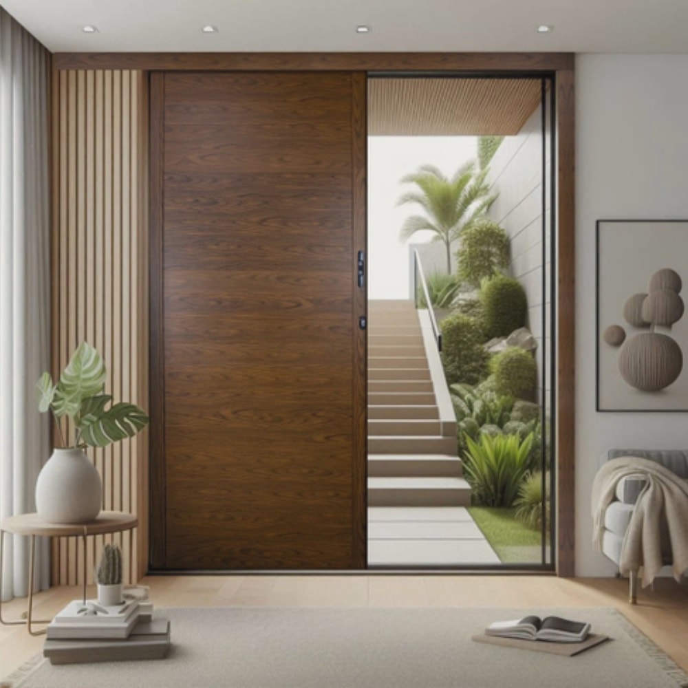 Porta de Correr Suspensa Lambril Alumínio 80x210x08cm Crv Nobre Amadeirada - 996835