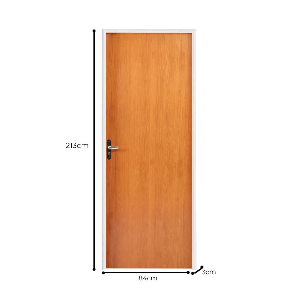 Porta de Madeira Com Batente de Alumínio 213X84X3cm Abertura Direita CRV Classic Mogno - 994994