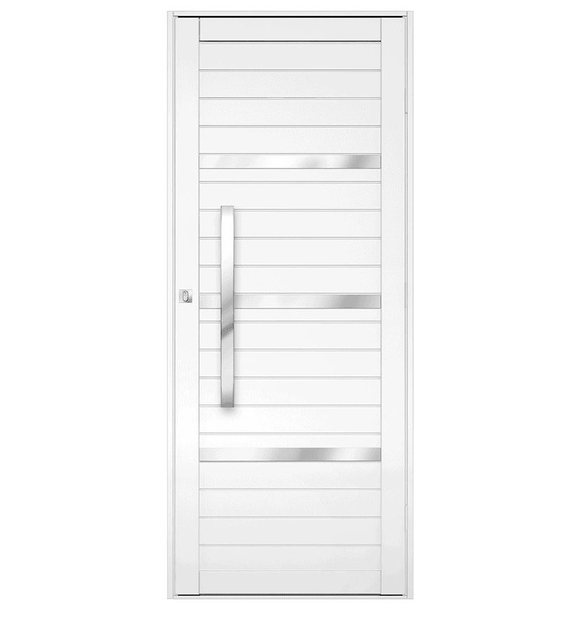 Porta em Alumínio Brasil Esquadrias Abertura Esquerda 215X104 Branco - 10734