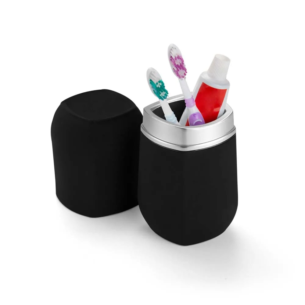 Porta Escova de Dentes Arthi Conceito com Tampa Preto e Cromado - 8780