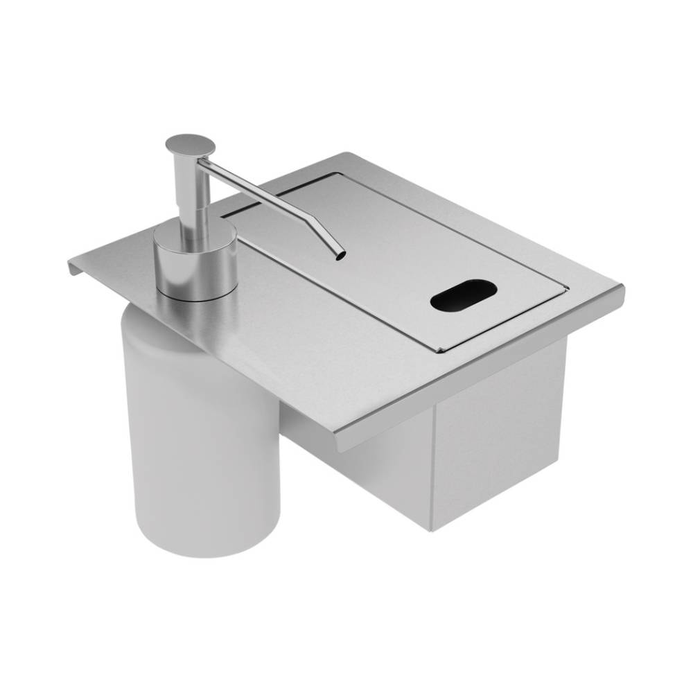 Porta Esponja com Tampa e Dosador de Sabão em Aço Inox Tramontina para Canal Organizador 15cm - 94534126