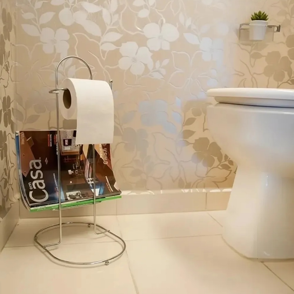 Porta Papel Higiênico Aramada com Revisteiro Astra Cromado - AR/PR