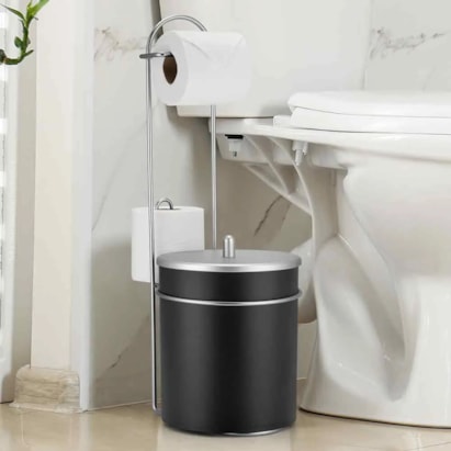 Porta Papel Higiênico com Lixeira Arthi 5L Preto e Onix - 0434